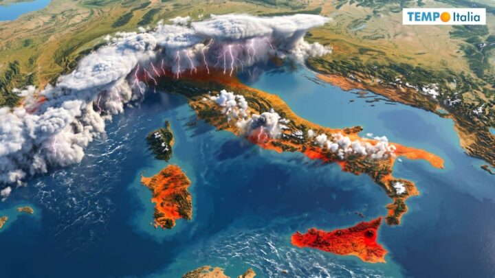 Temporali e Grandine nel caldo italiano da Amazzonia. Poi si Rompe